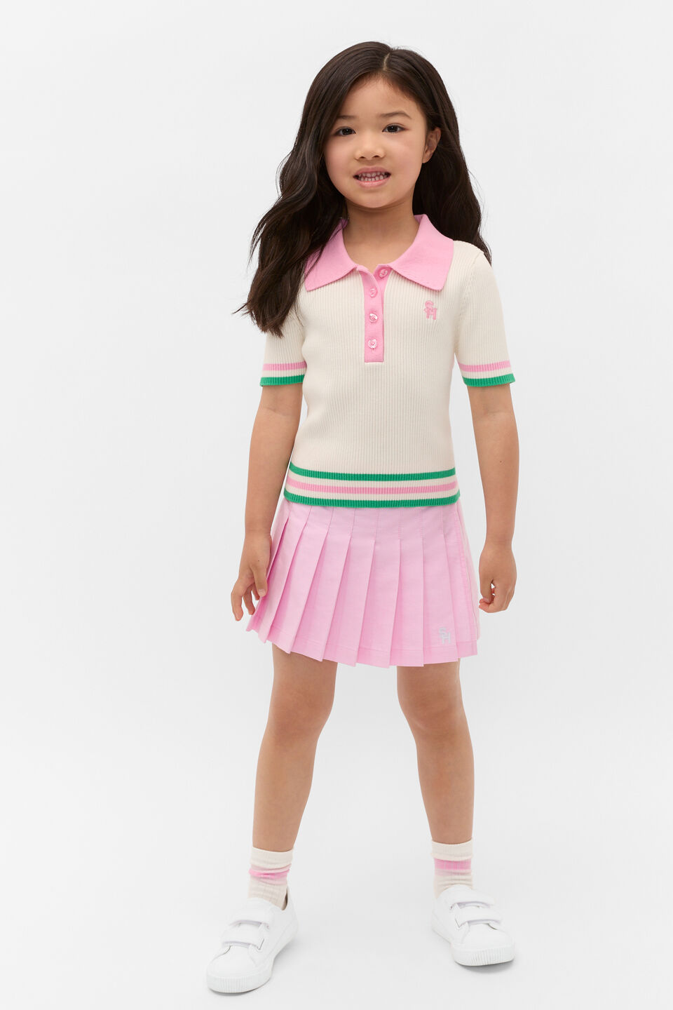 Polo Collar Knit Top  Classic Cream