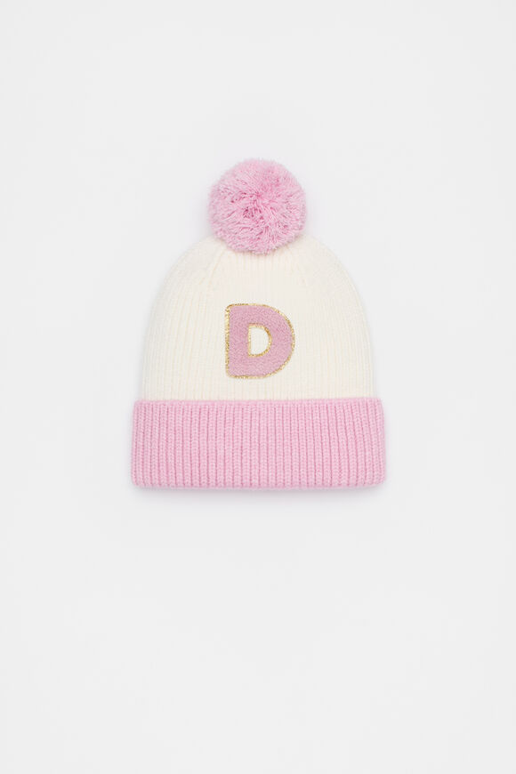 Colourblock Initial Beanie  D  hi-res