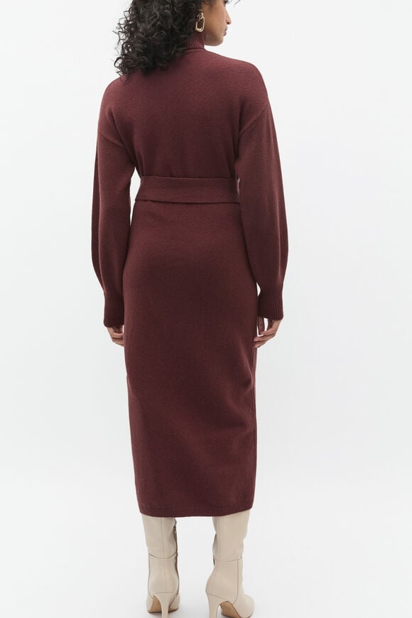 Tie Knit Midi Dress  Merlot  hi-res