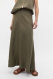 Core Linen Seam Front Skirt  Olive Leaf  hi-res