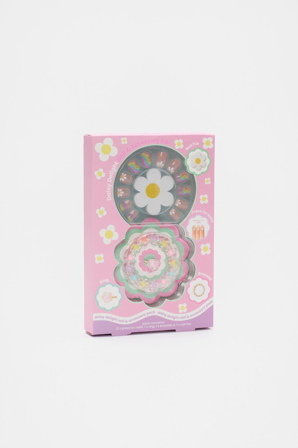 Daisy Press on Nails and Jewellery Set  Multi