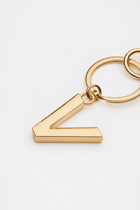 Gold Initials Keyring  V  hi-res