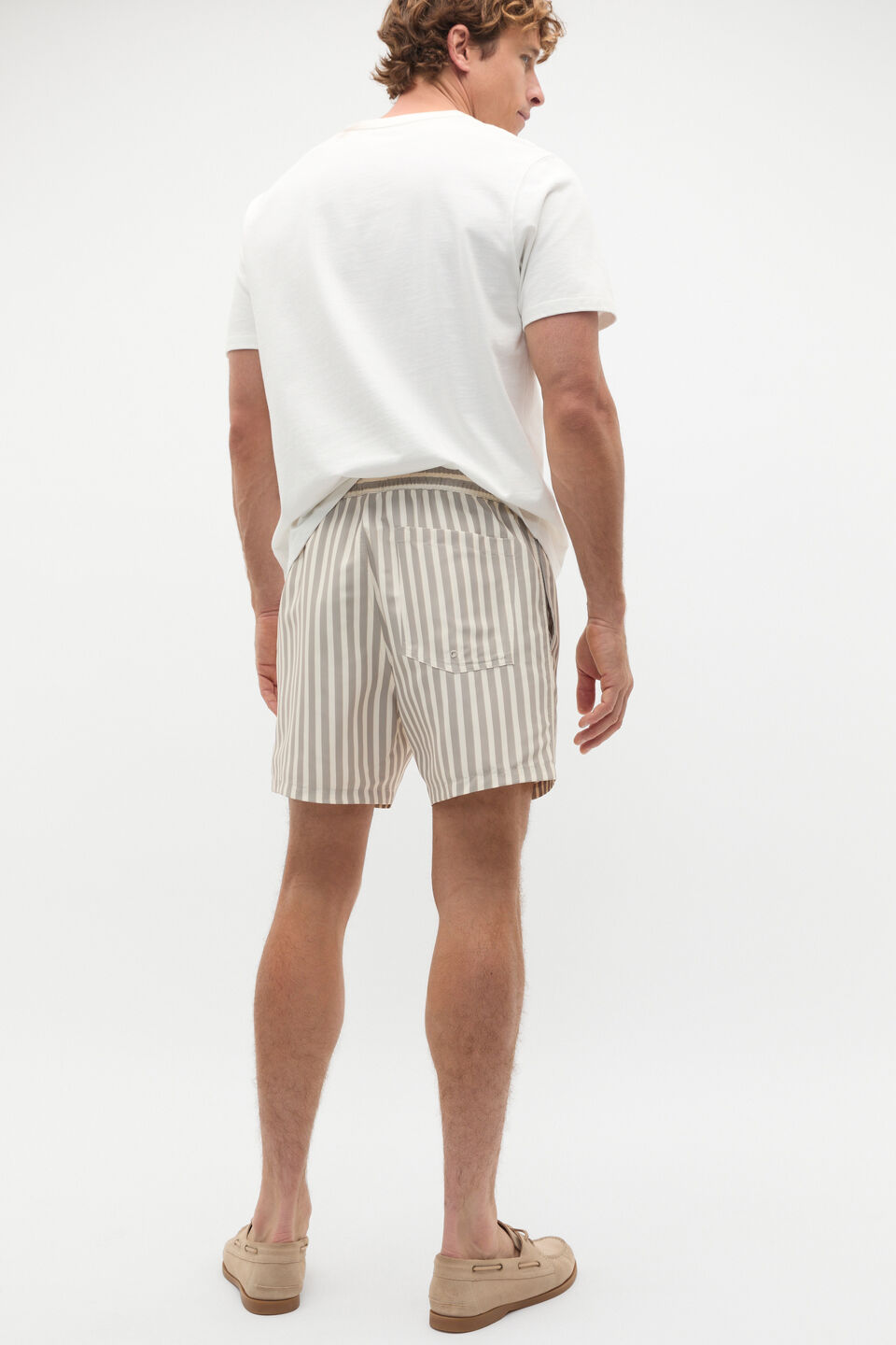 Stripe Swim Short  Almond