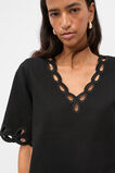 Motif Embroidered Top  Black  hi-res