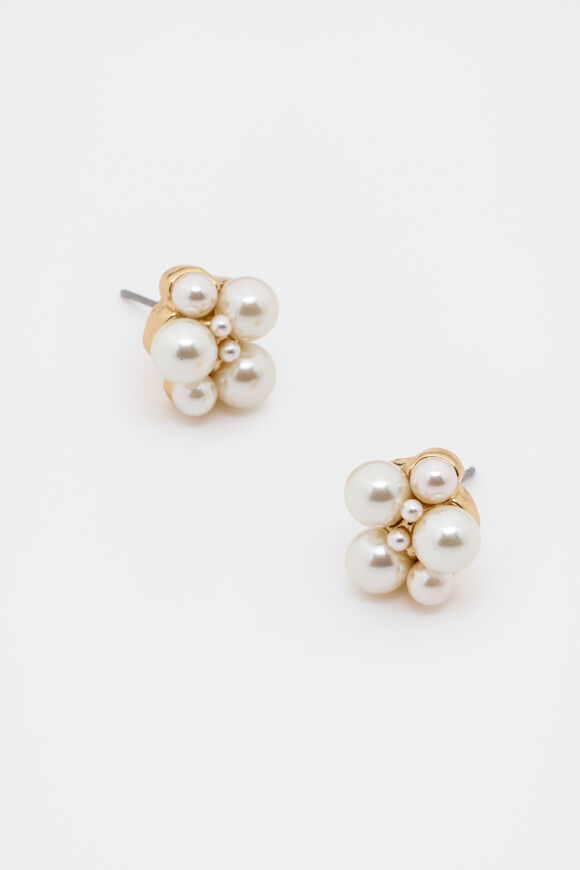 Pearl Cluster Stud  Gold  hi-res