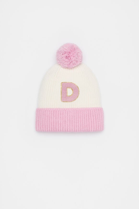 Colourblock Initial Beanie  D  hi-res