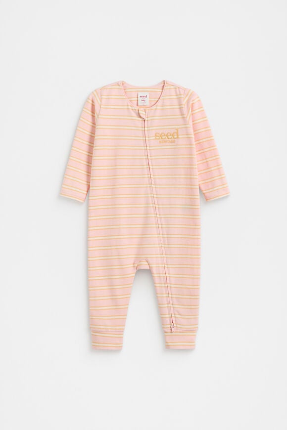 Stripe Logo Zipsuit  Pretty Pink  hi-res