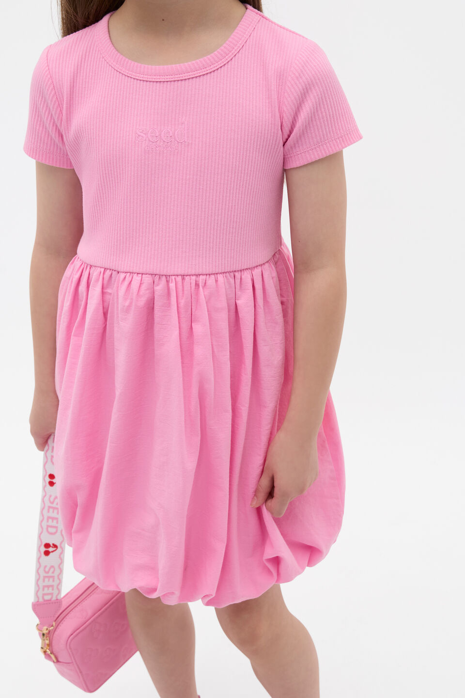 Spliced Logo Dress  Candy Pink