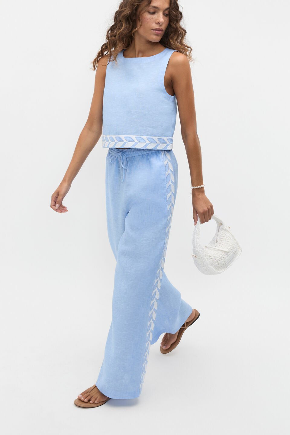 Motif Trim Shell Top  Cornflower Blue Crossdye