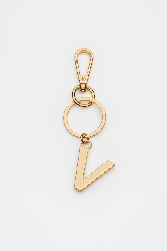 Gold Initials Keyring  V  hi-res
