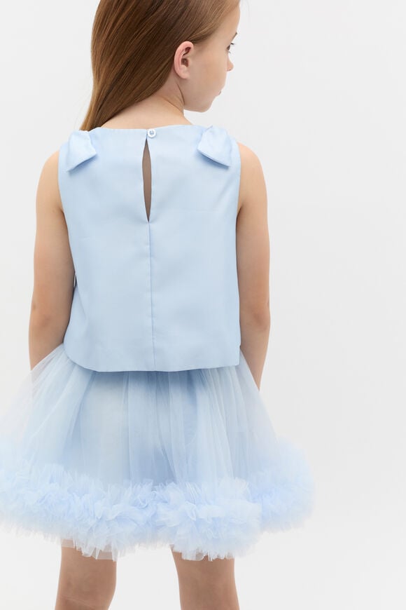 Satin Bow Top  Ice Blue  hi-res