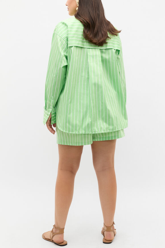 Cotton Stripe Pocket Shirt  Green Apple Stripe  hi-res