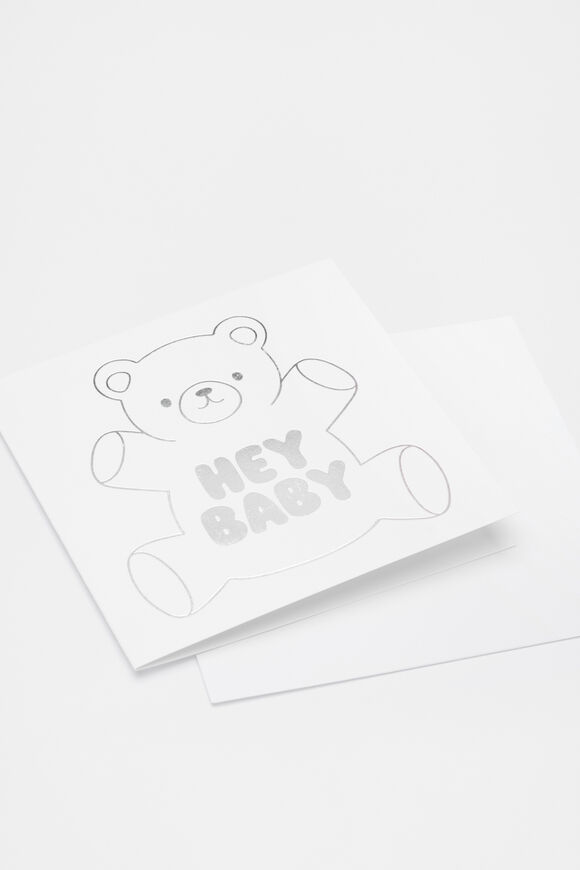 Hey Baby Teddy Card  Multi  hi-res