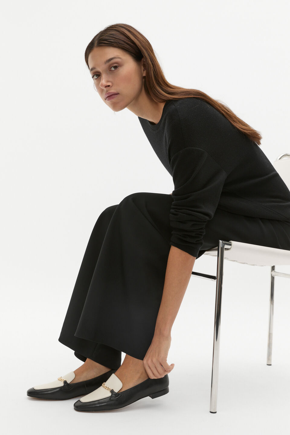 Portia Two Tone Loafer  Black Cream