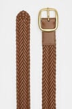 Nova Woven Leather Belt  Deep Tan  hi-res