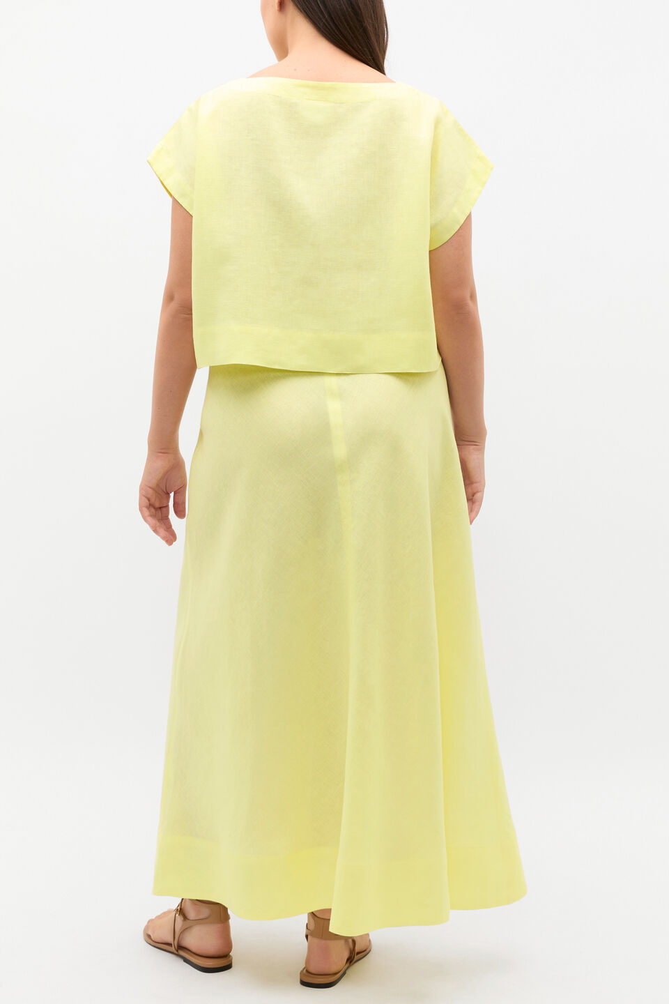 Linen Boxy Shell Top  Lemongrass