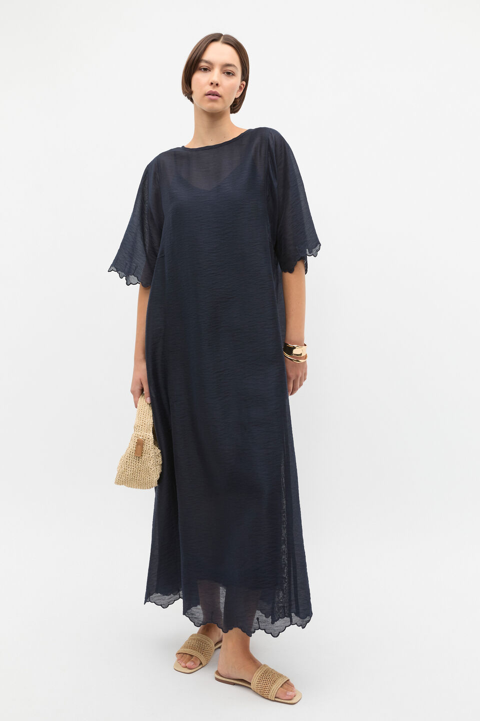 Lyocell Blend Kaftan Maxi Dress  Twilight Blue