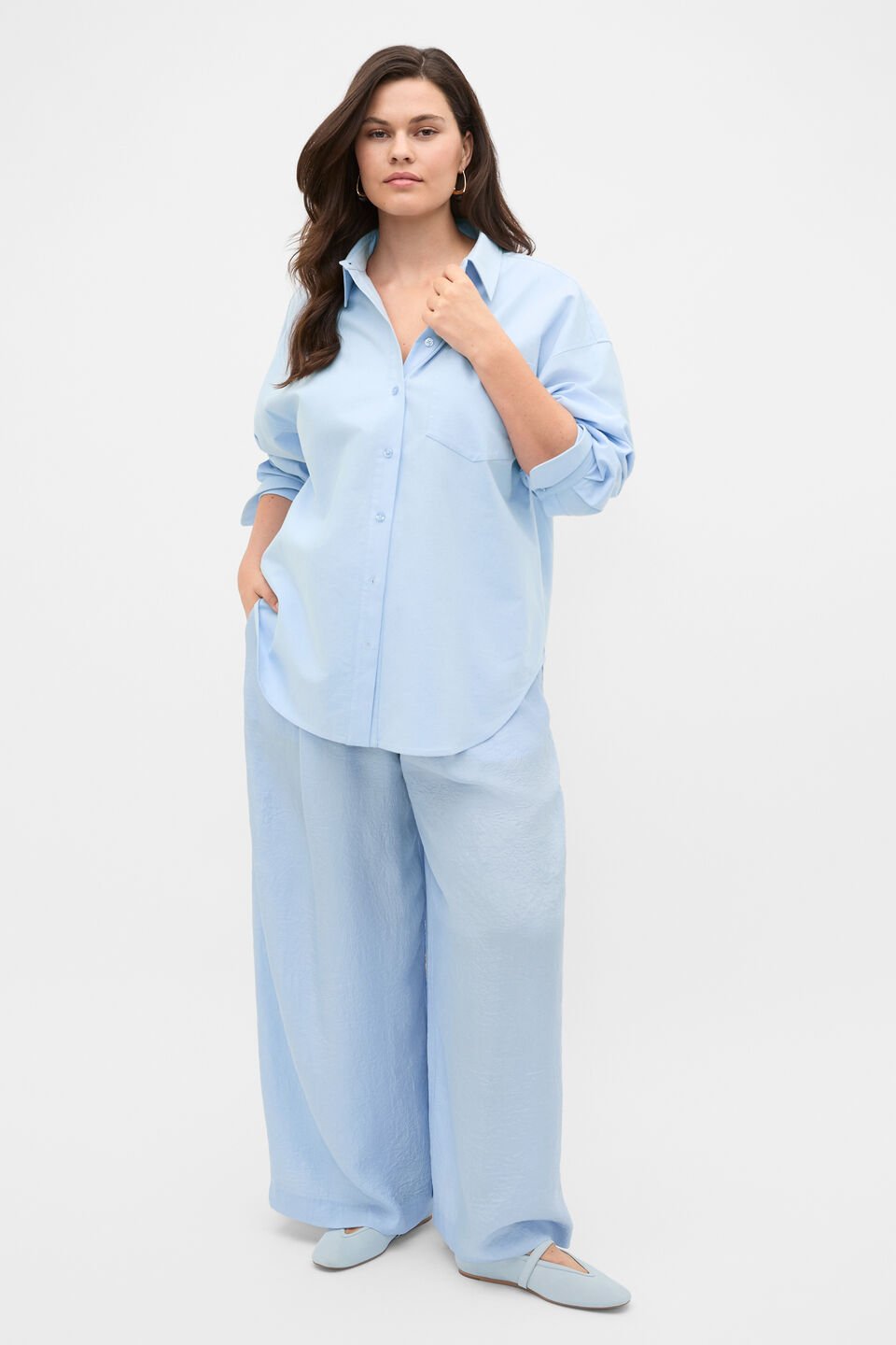 Cotton Relaxed Shirt  Arctic Blue