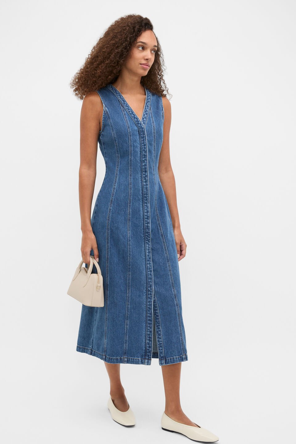 Denim Aline Midi Dress  Heritage Wash