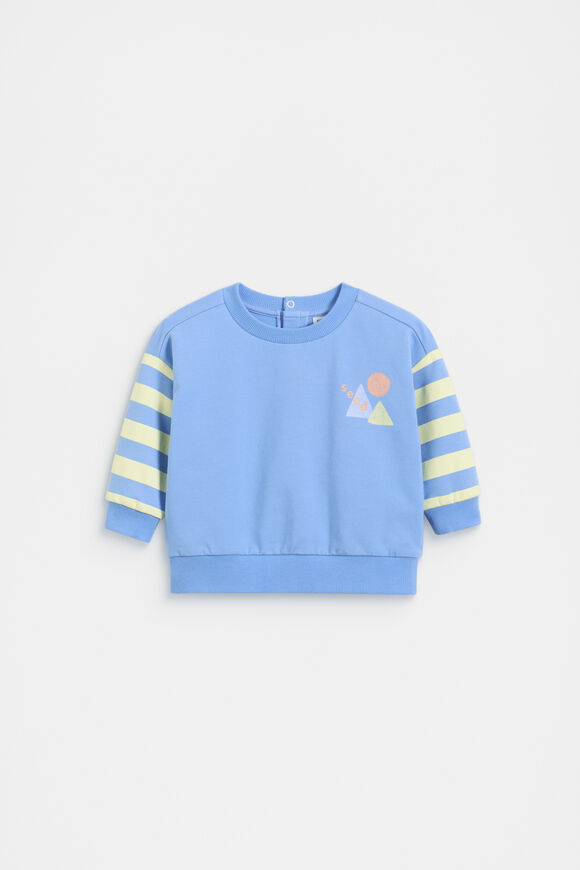Striped Sleeve Sweat  Celestial Blue  hi-res