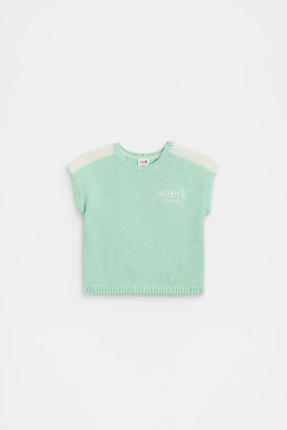 Spliced Logo Knit Tee  Mint  hi-res