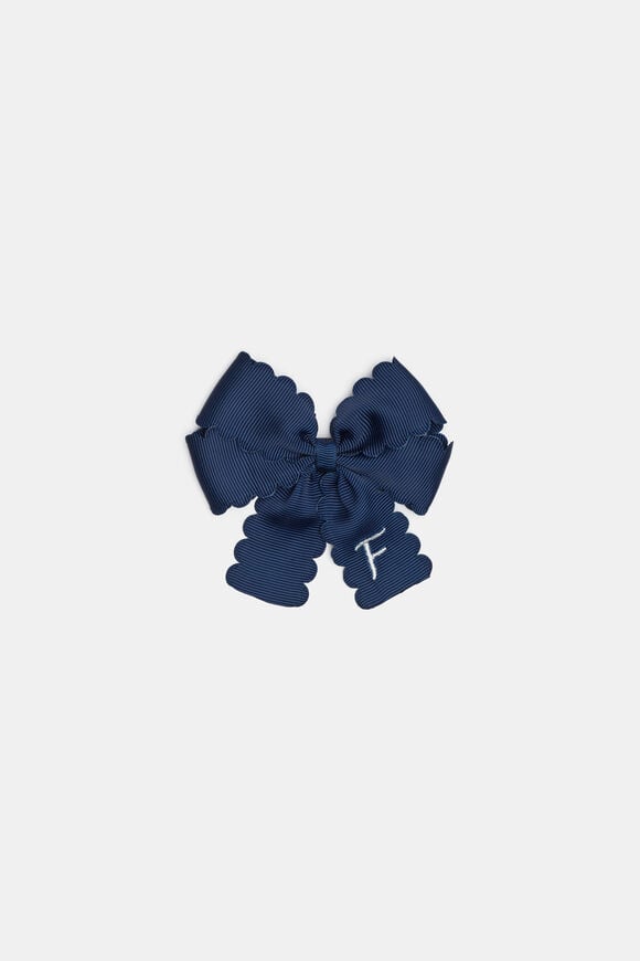 Grosgrain Initial Bow Duck Clip  F  hi-res