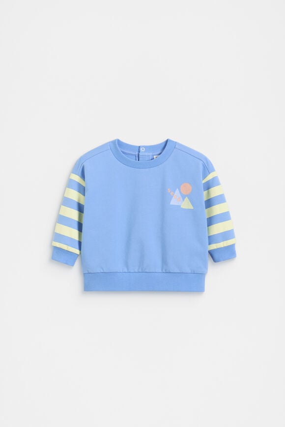Striped Sleeve Sweat  Celestial Blue  hi-res