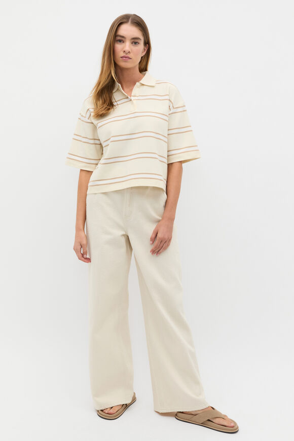 Stripe Boxy Polo  Buttercream Stripe  hi-res