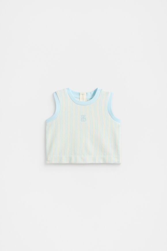 Stripe Terry Singlet  Glacier Blue  hi-res