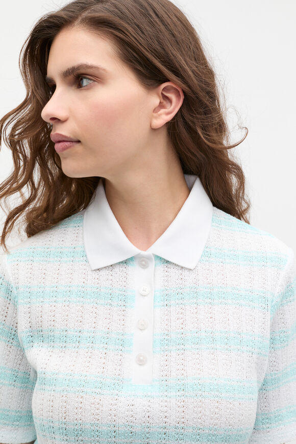 Textured Stripe Polo  Skyway Stripe  hi-res