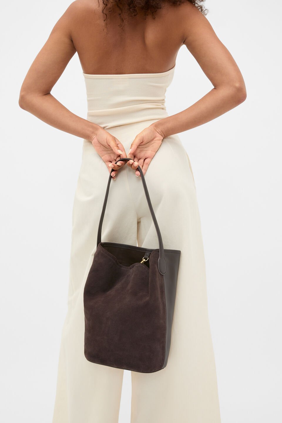 Spliced Leather Tote  Chocolate