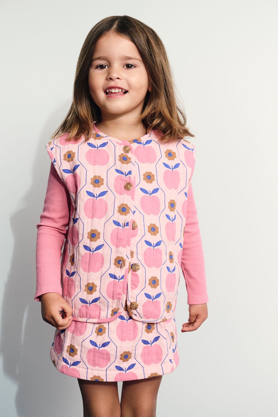 Apple Quilted Skirt  Rose Petal