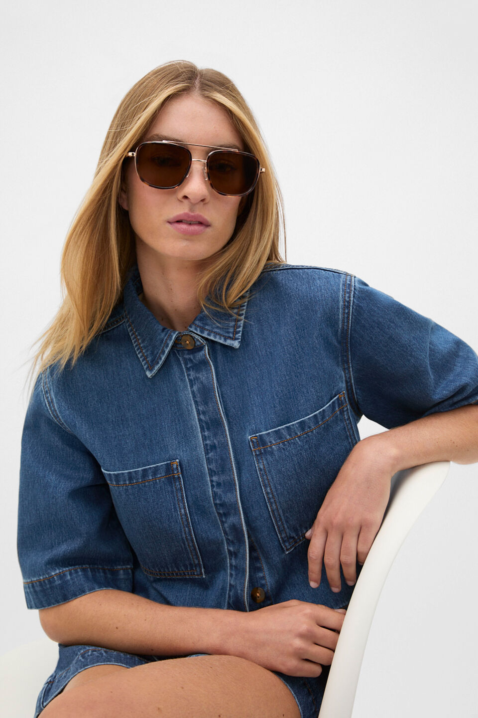 Marcia Aviator Sunglasses  Dark Tort