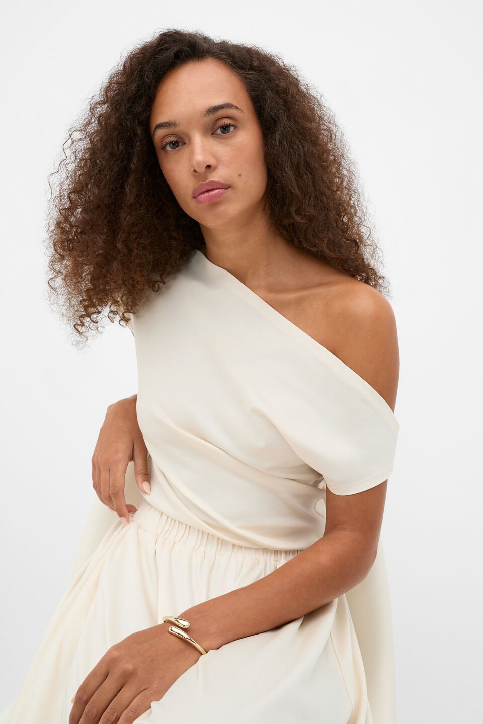 Jersey Drape Top  Coconut Cream