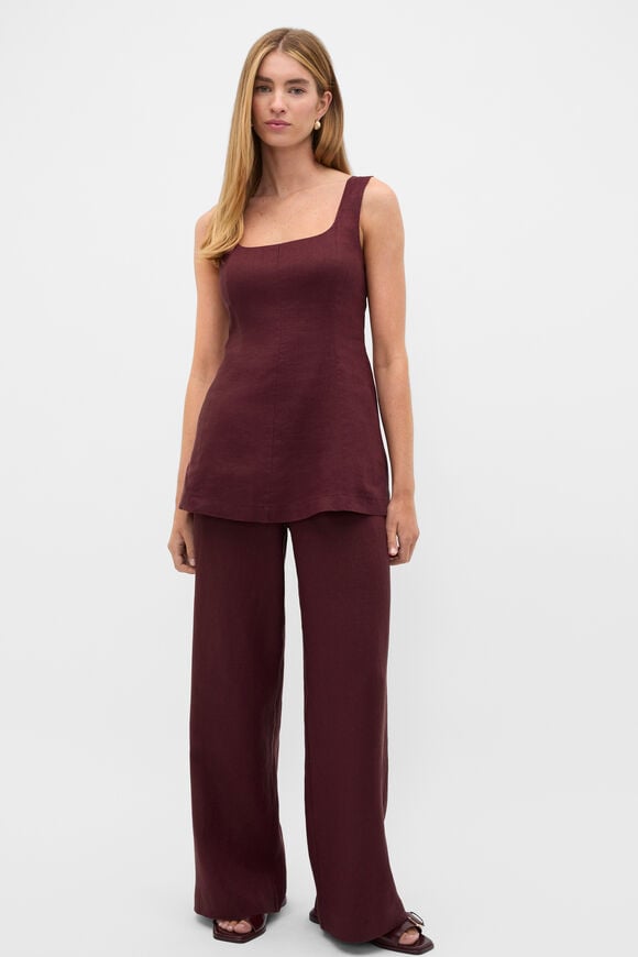 Core Linen Waisted Pant  Plum Red  hi-res