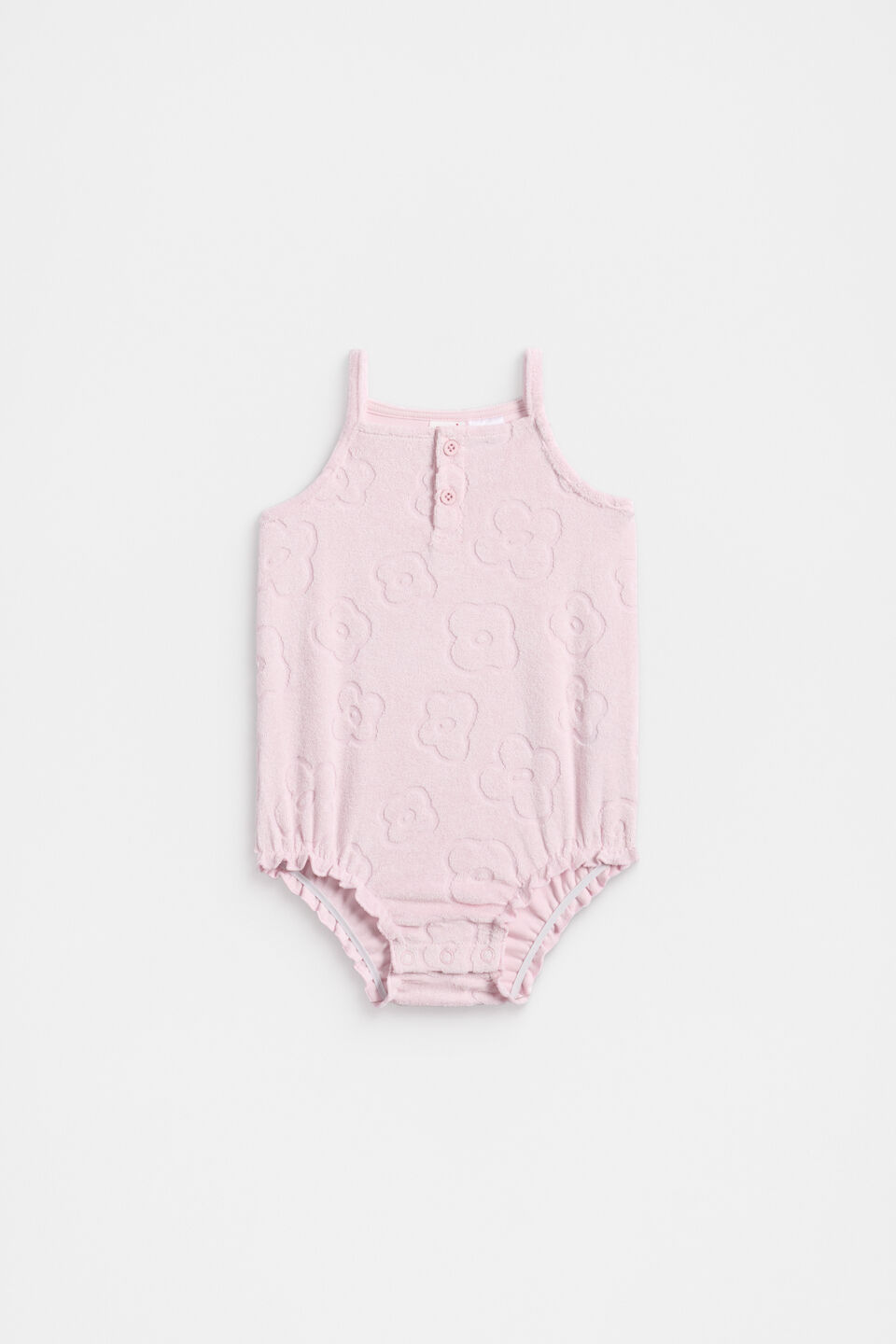 Terry Flower Romper  Berry