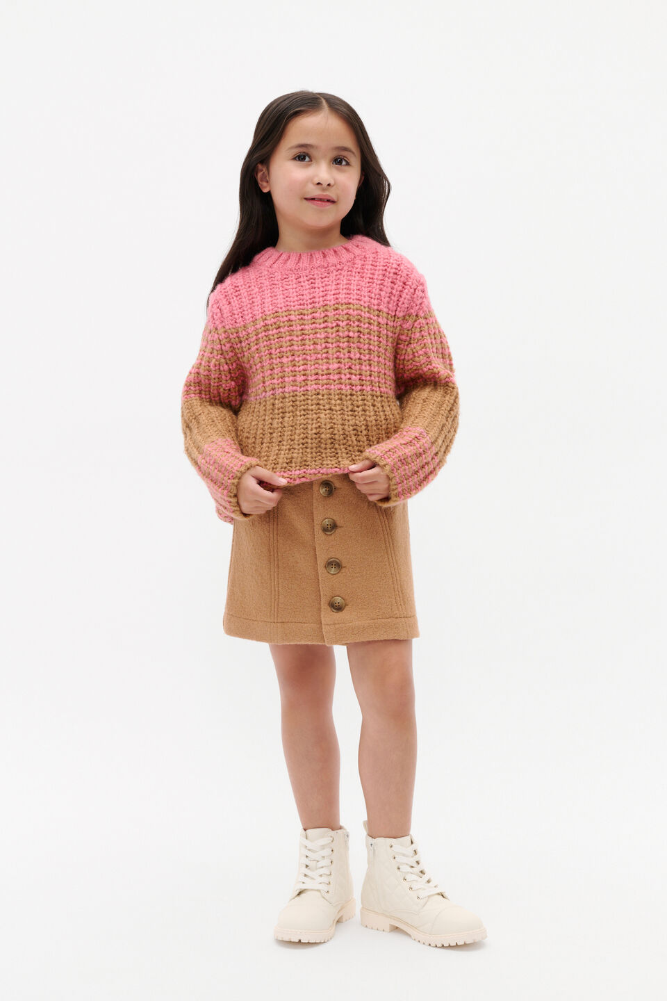 Stripe Knit Sweater  Raspberry