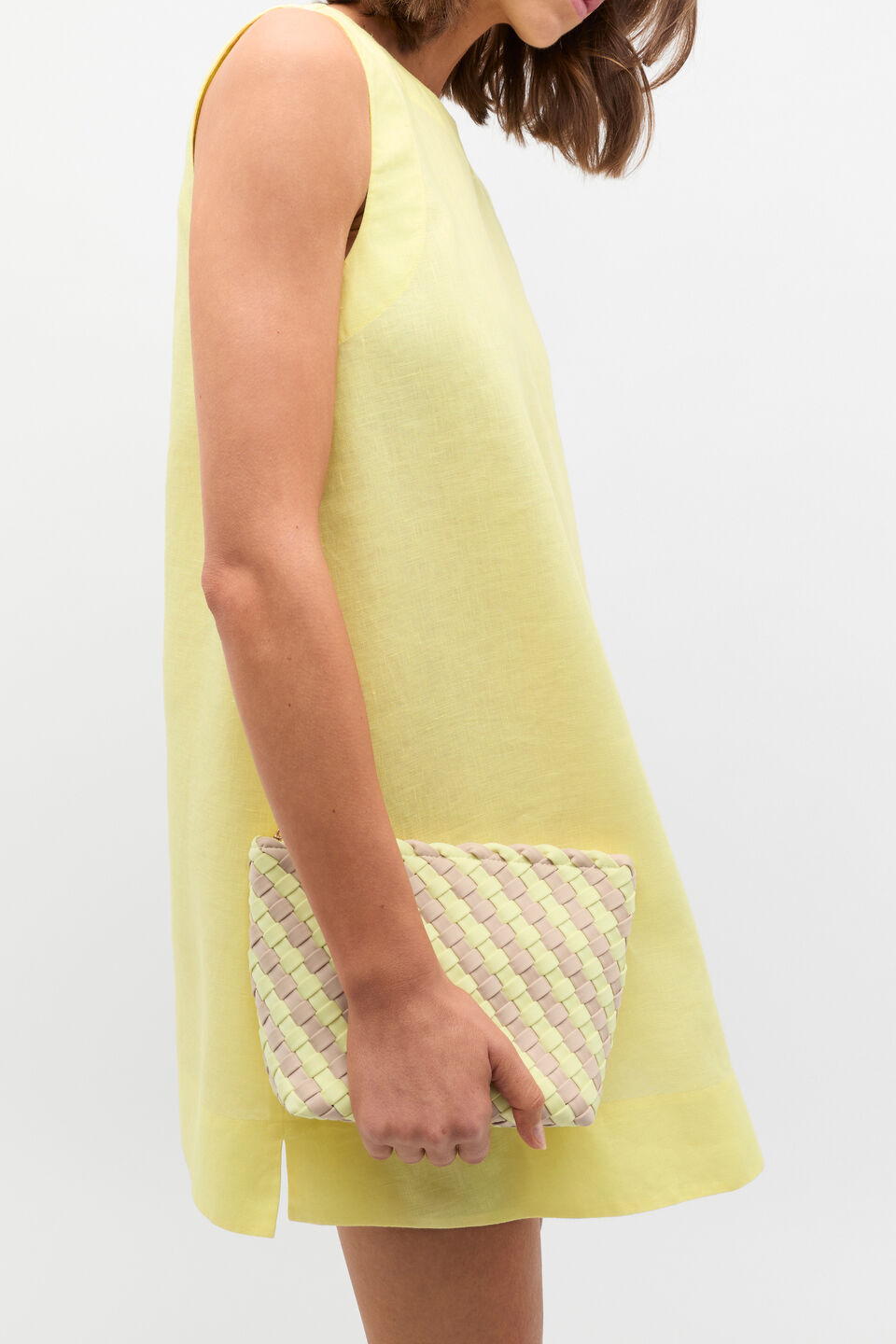 Woven Textured Pouch  Lemongrass