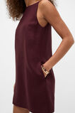 Linen Boat Neck Mini Dress  Plum Red  hi-res
