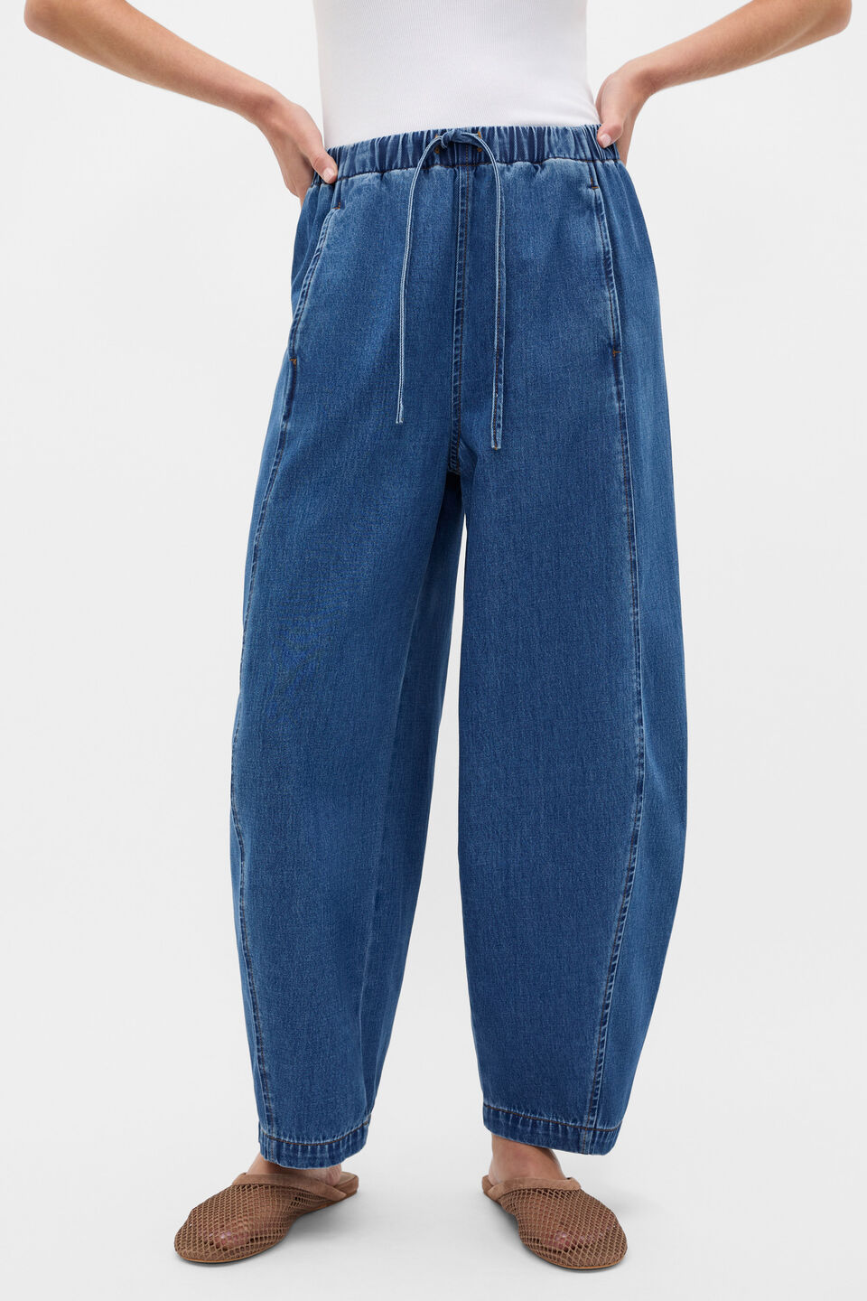 Denim Barrel Leg Jogger  Heritage Wash