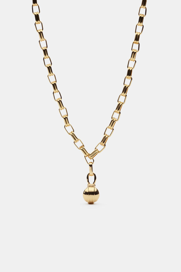 Fluted Sphere Necklace  Gold  hi-res