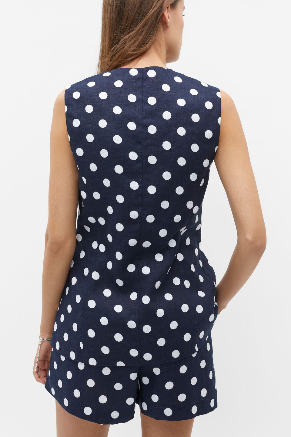 Linen Spot Vest  Midnight Sky Spot