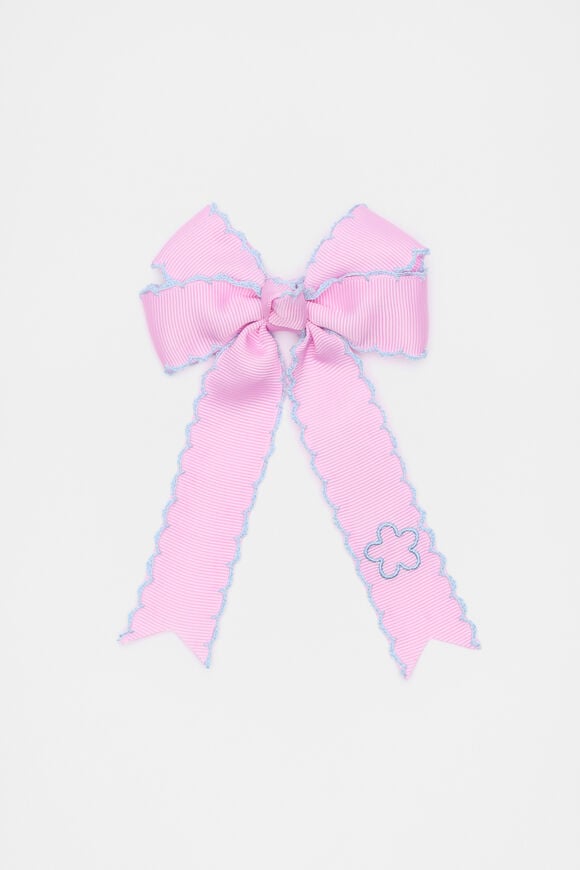Scallop Trim Bow Duck Clip  Candy Pink  hi-res
