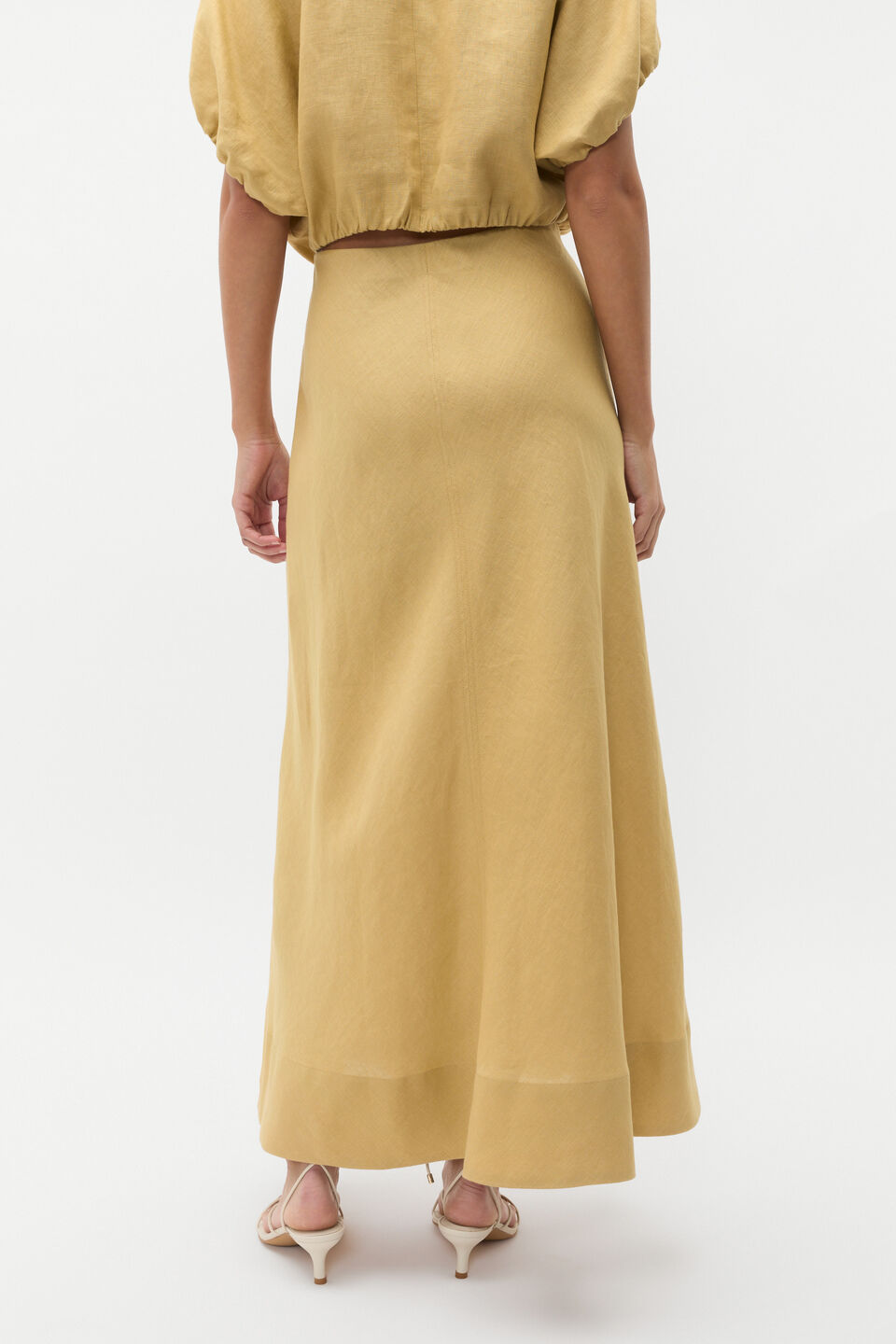 Core Linen Seam Front Skirt  Honey