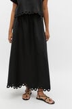 Linen Embroidered Skirt  Black  hi-res