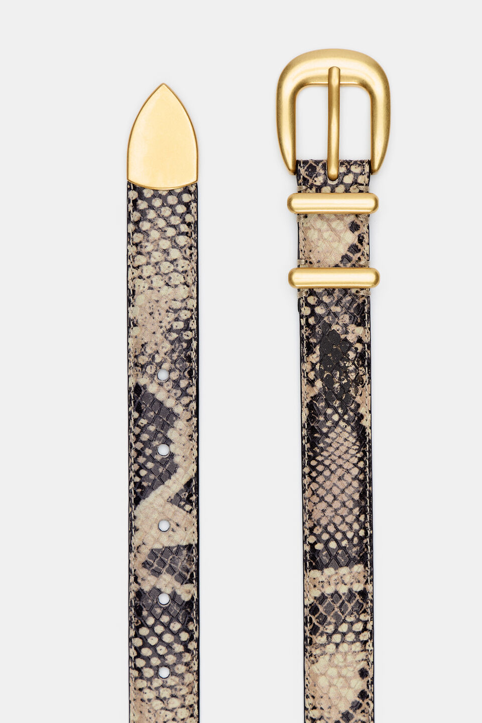 Hallie Metal Keeper Belt  Snake Print