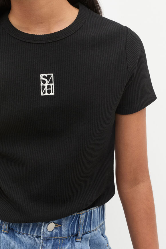 Core Logo Rib Tee  Black  hi-res
