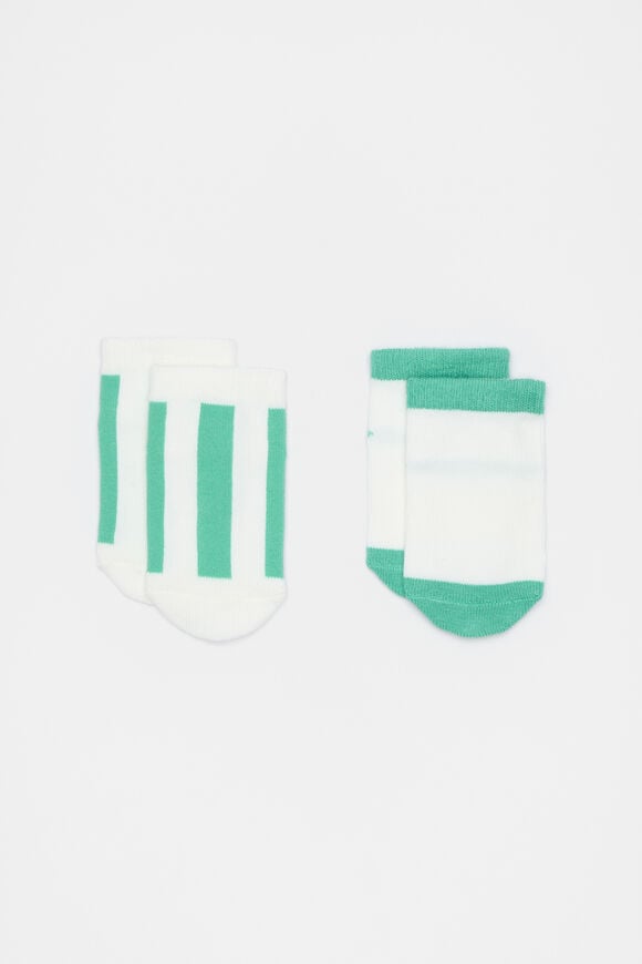 Stripe Colourblock Sock 2 Pack  Jade Green  hi-res