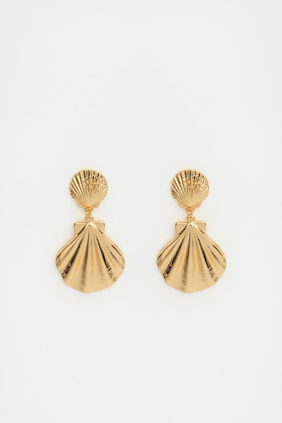 Shell Charm Statement Drop Ear  Gold  hi-res