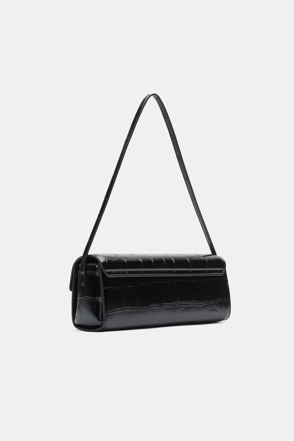 Croc Shoulder Bag  Black Croc